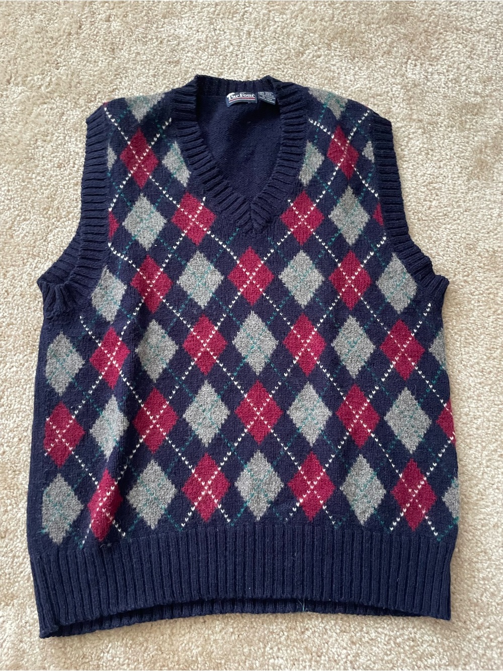 Vintage Par Four Argyle Sweater Vest Mens Size Large